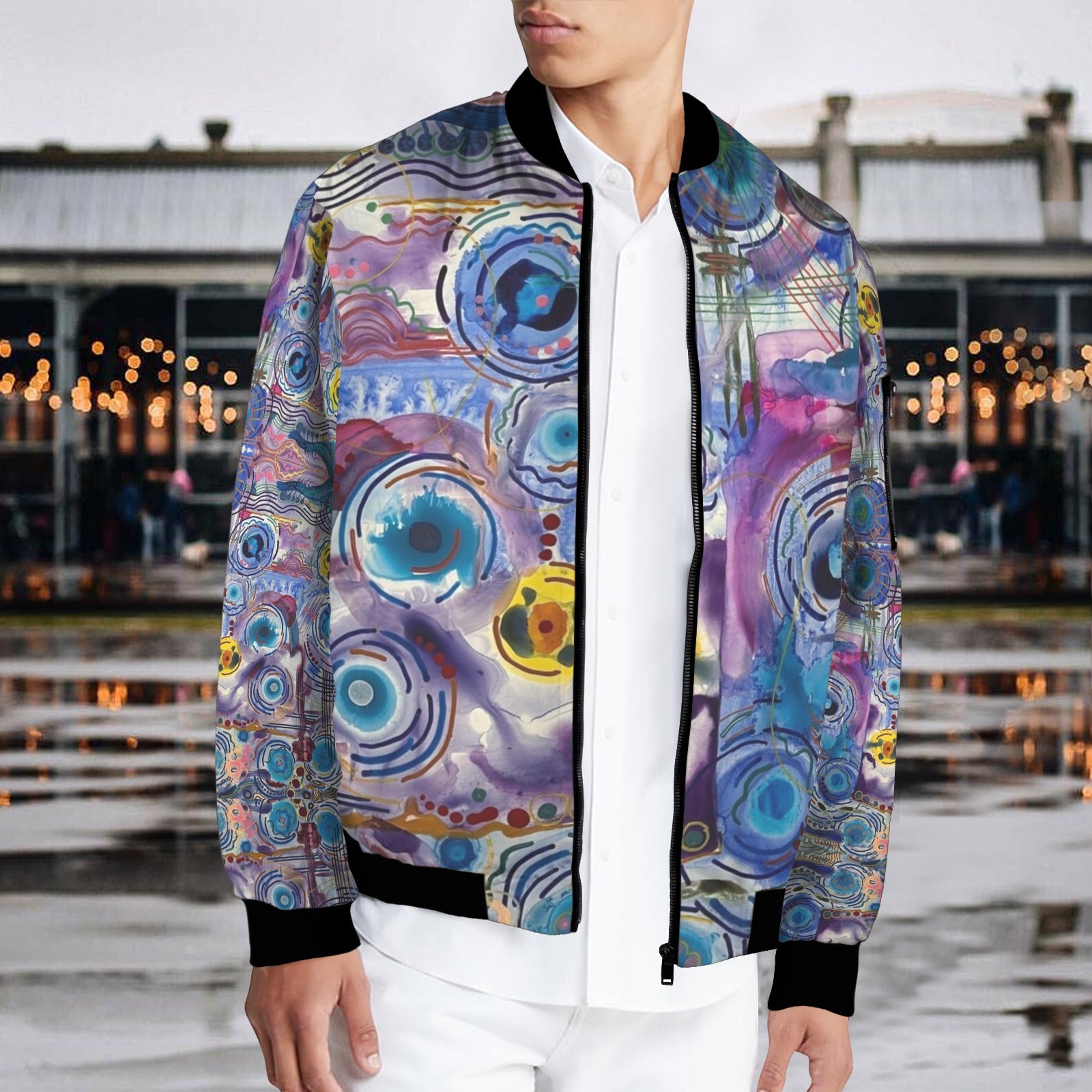 Circles on Water Tiefblaue Bomberjacke
