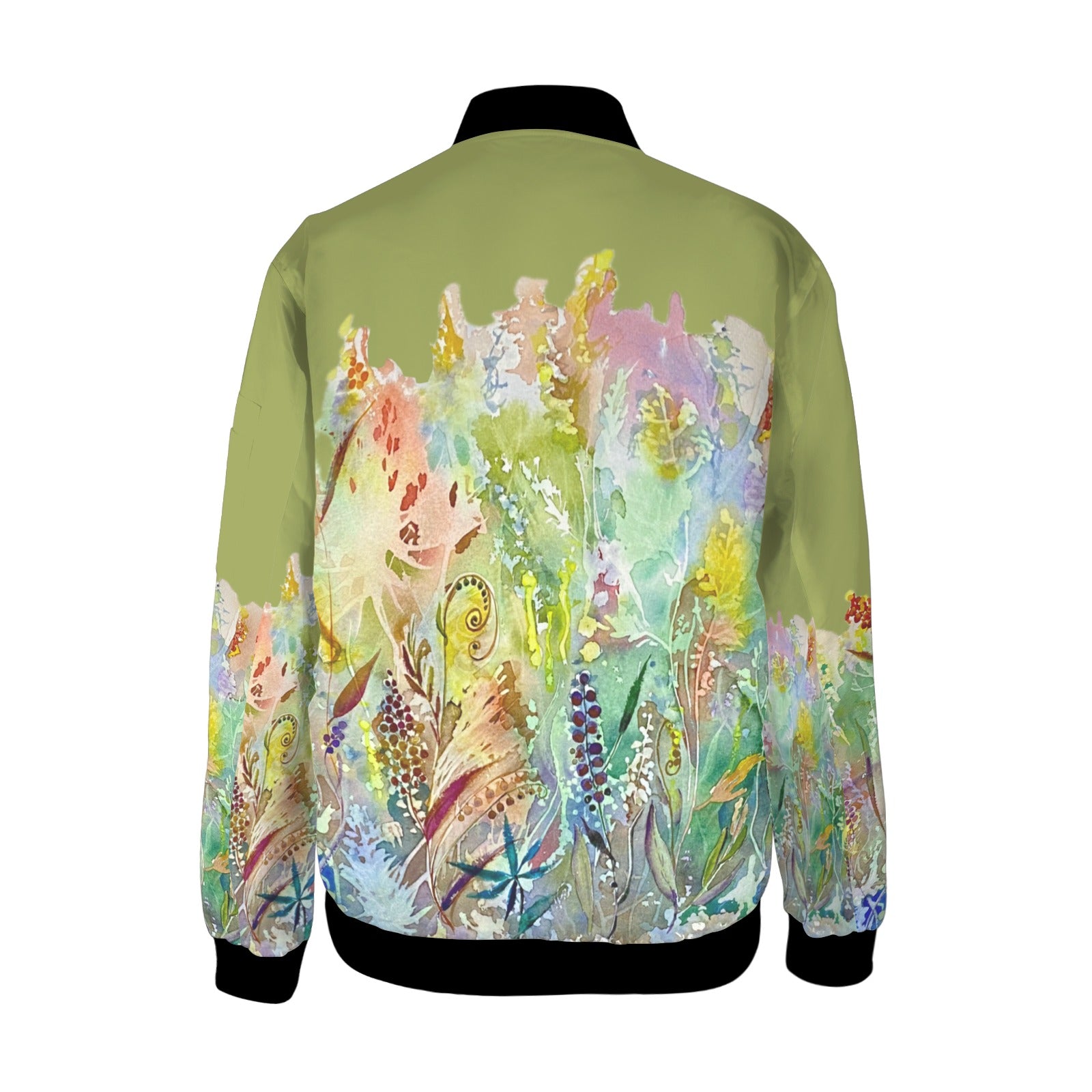 Blooming Melody White Grape Tall Ladies Bomber Jacket