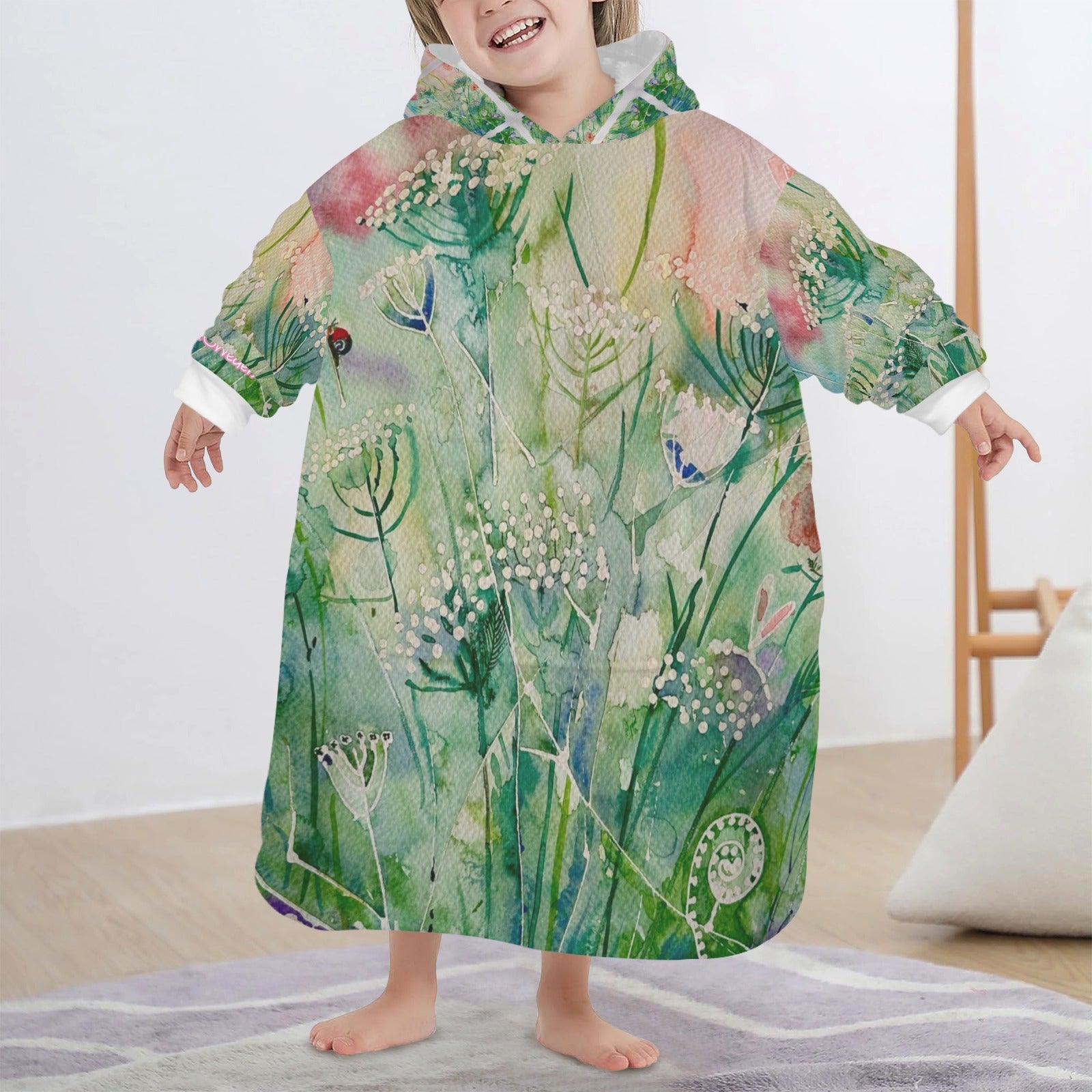 Sleeping in the Garden Blanket Hoodie for Kids