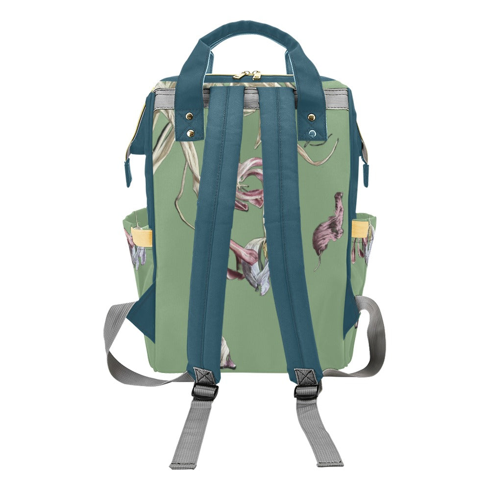 Tulip Drama Mint Sage Multi-Function Diaper Backpack/Diaper Bag