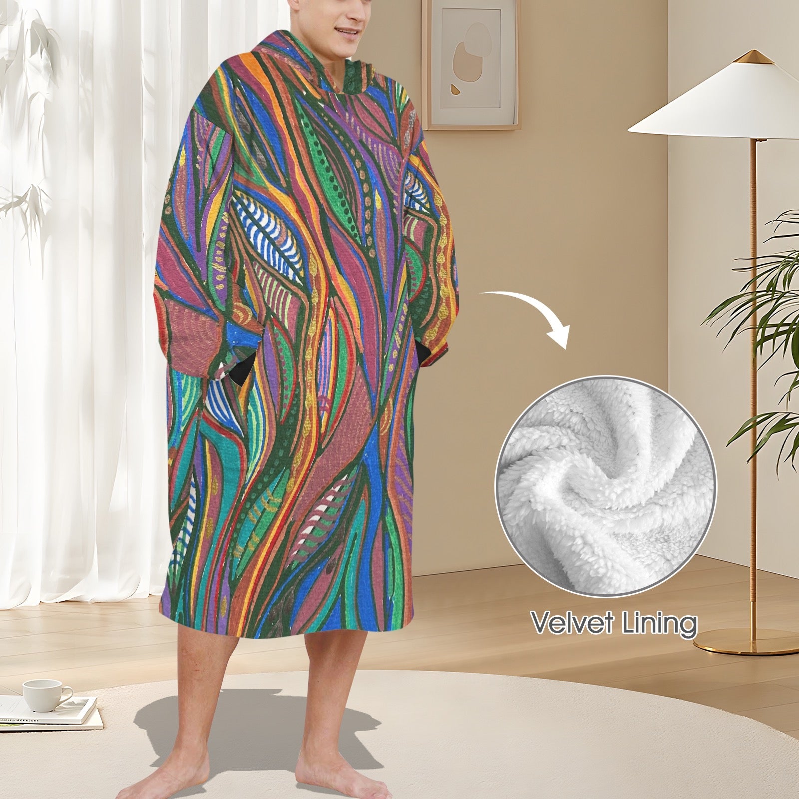 Matching men's Lanterna robe Blanket Hoodie for Men
