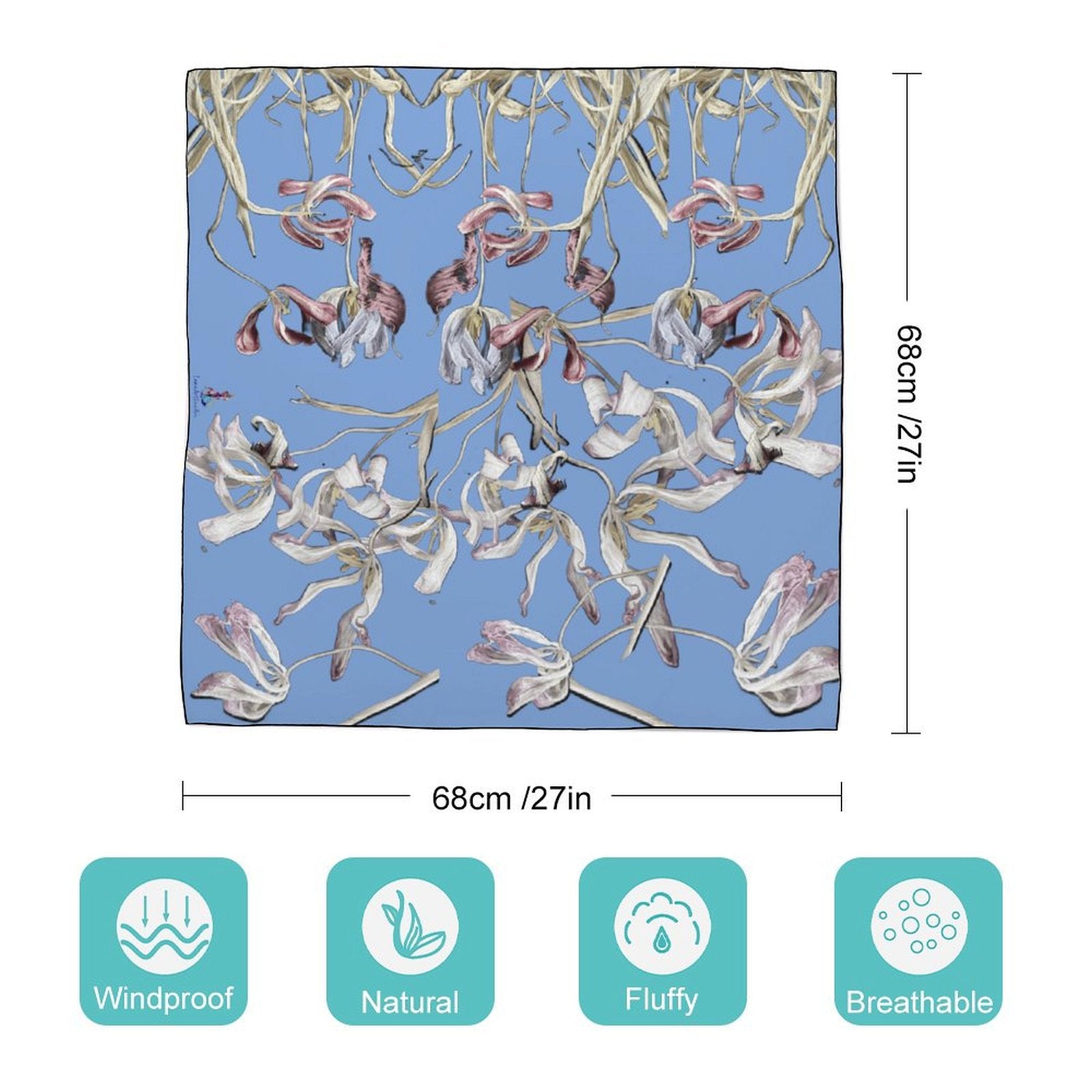 LanaArtSweden Artwork Scarf, 27"x27", 70x70 cm