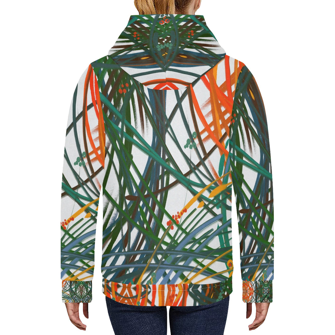 Grass in the wind Women's Fleece Hoodie w/ White Lining Hood