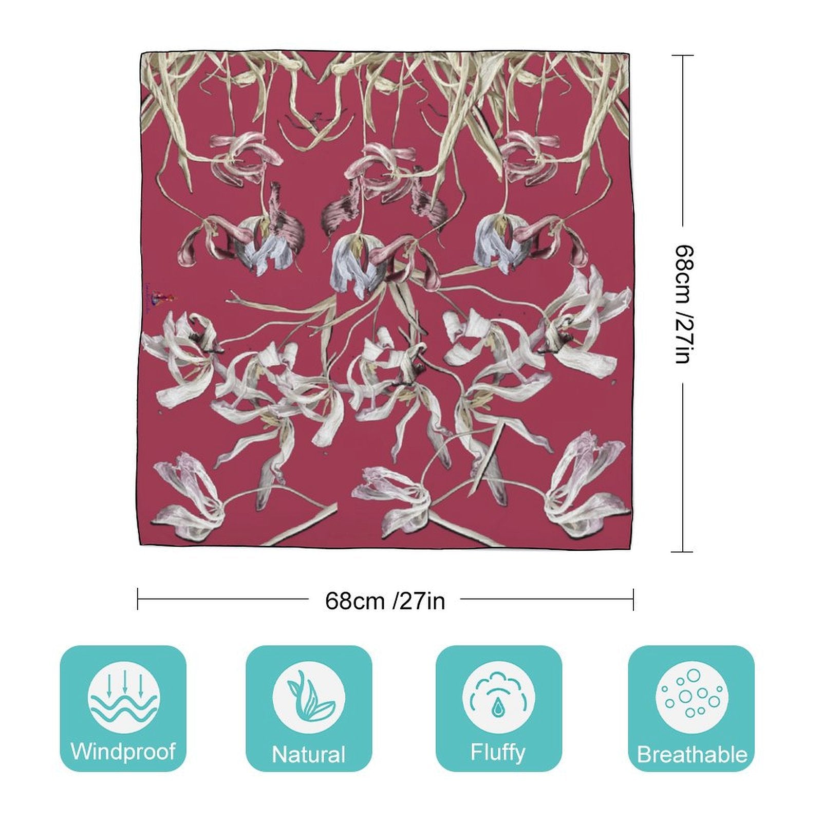 LanaArtSweden Artwork Scarf, 27"x27", 70x70 cm