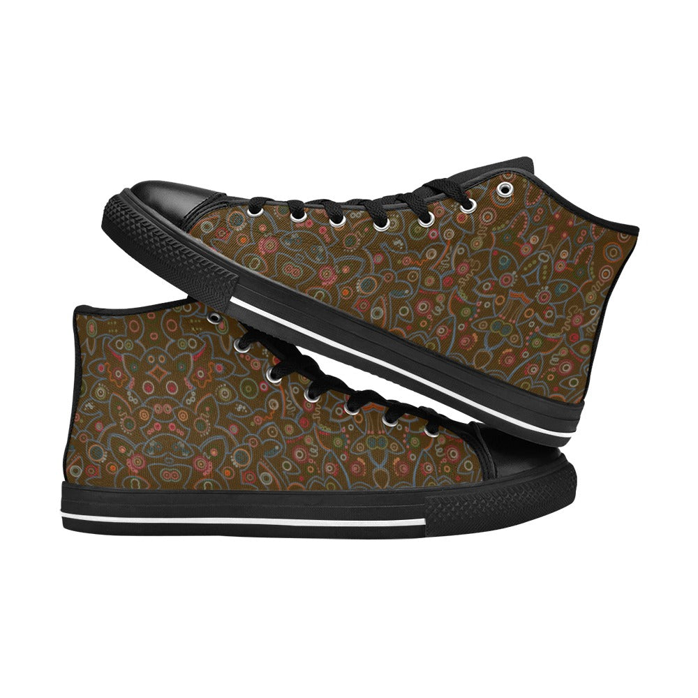 Fall Fireflies Mosaic Kids' High Top Canvas Shoes