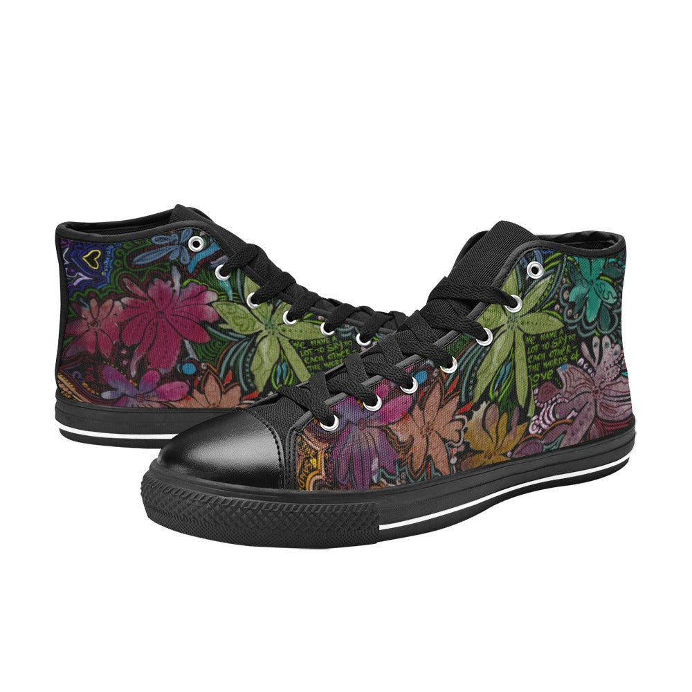 Love Victorious Noir High Top Canvas Shoes for Kids
