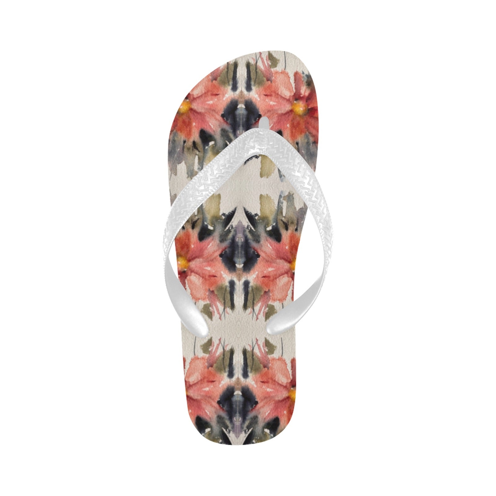 Red and White Dahlias Flip Flops