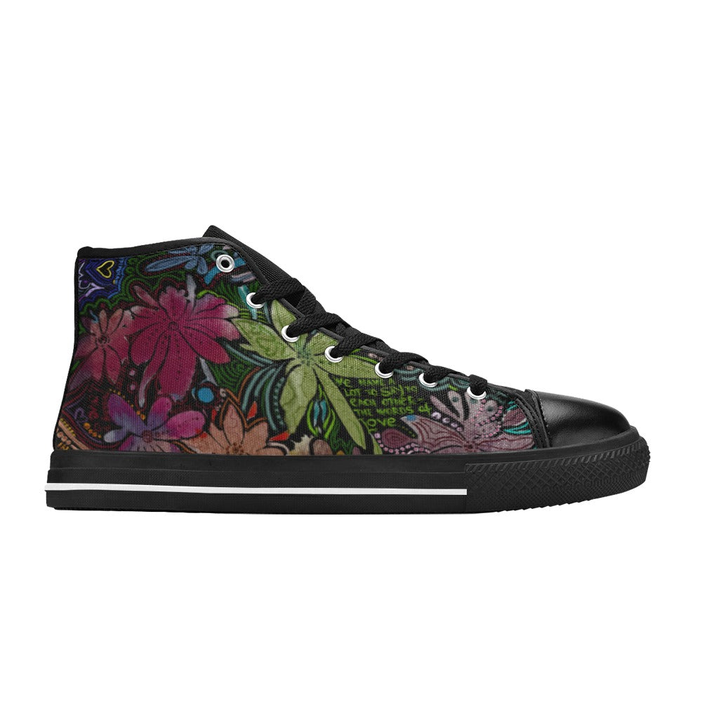 Love Victorious Noir High Top Canvas Shoes for Kids