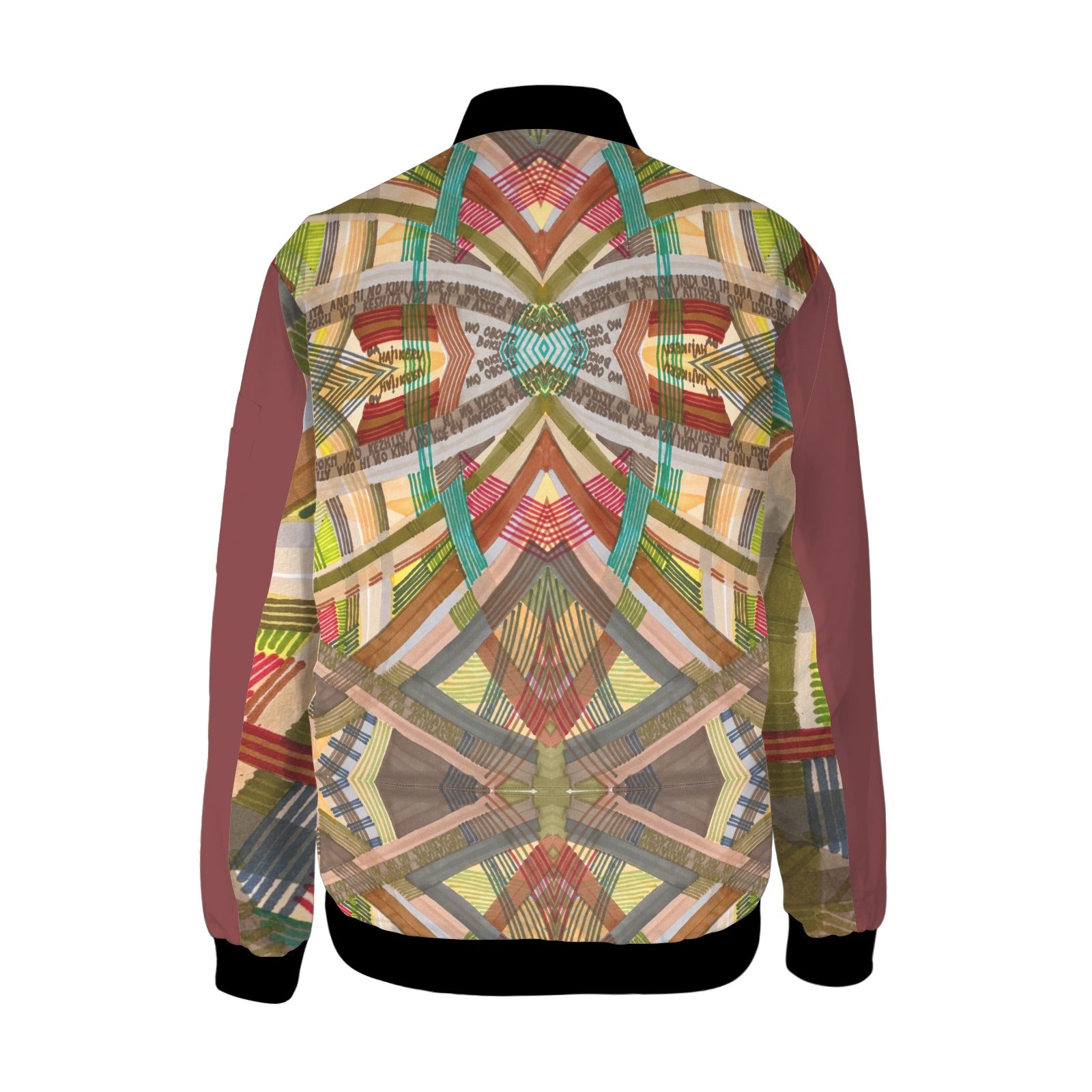 Braune Labyrinth-Bomberjacke in Burgunderrot
