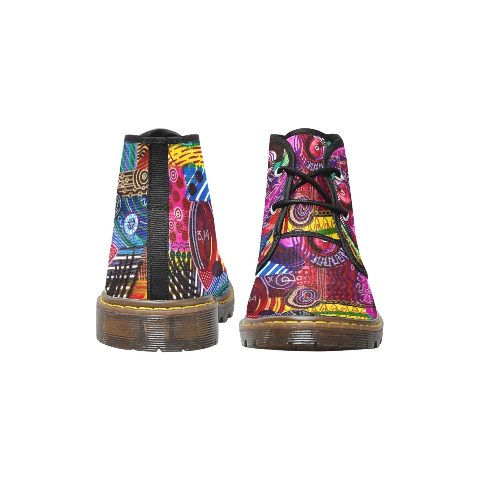ColorMad Black Men's Canvas Mid-Top Boots with translucent rubber sole, breathable insole, and lace-up closure.