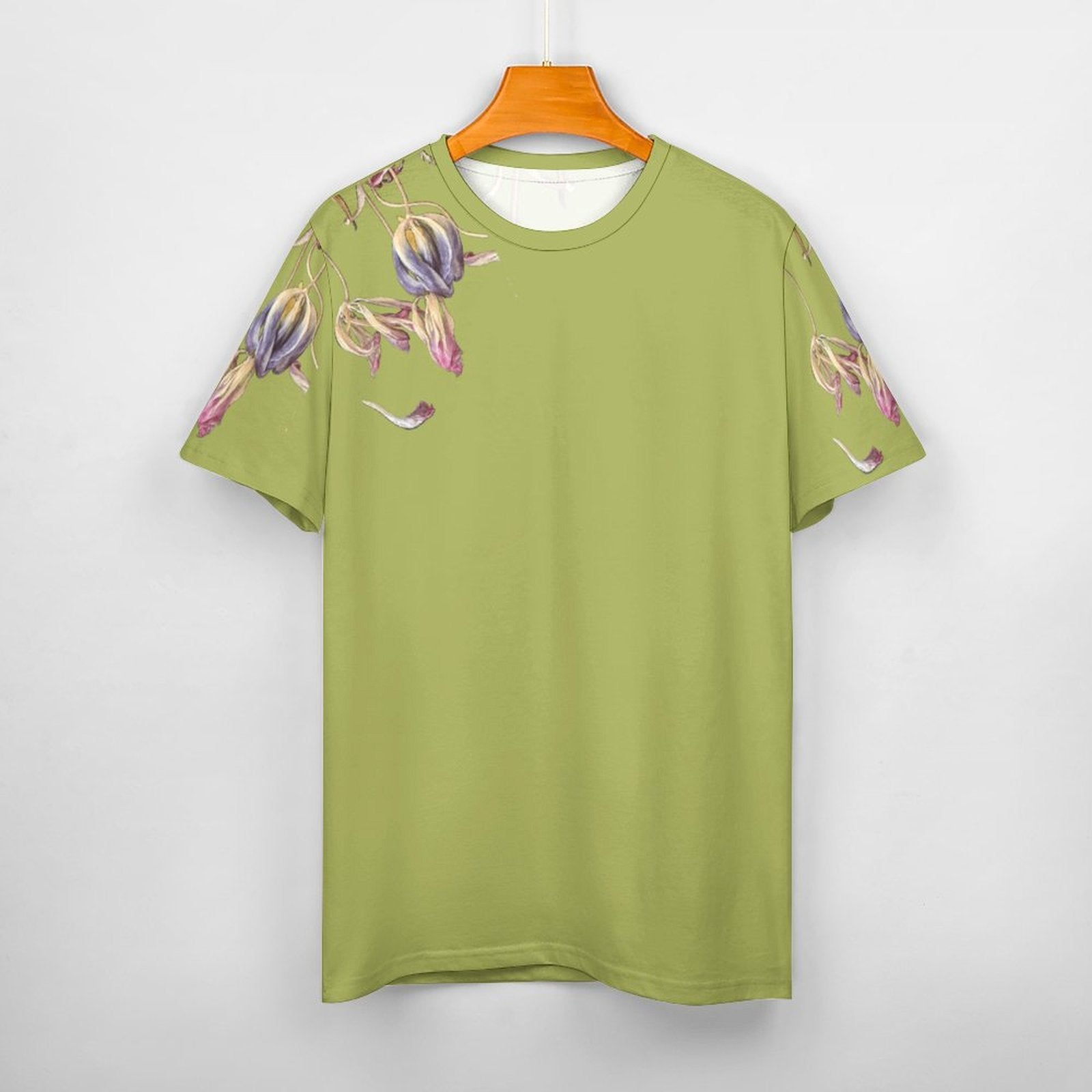 Women's Cotton T-shirt Tulips Shadow Lime
