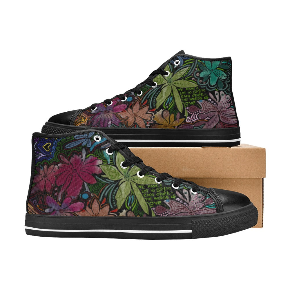 Love Victorious Noir High Top Canvas Shoes for Kids