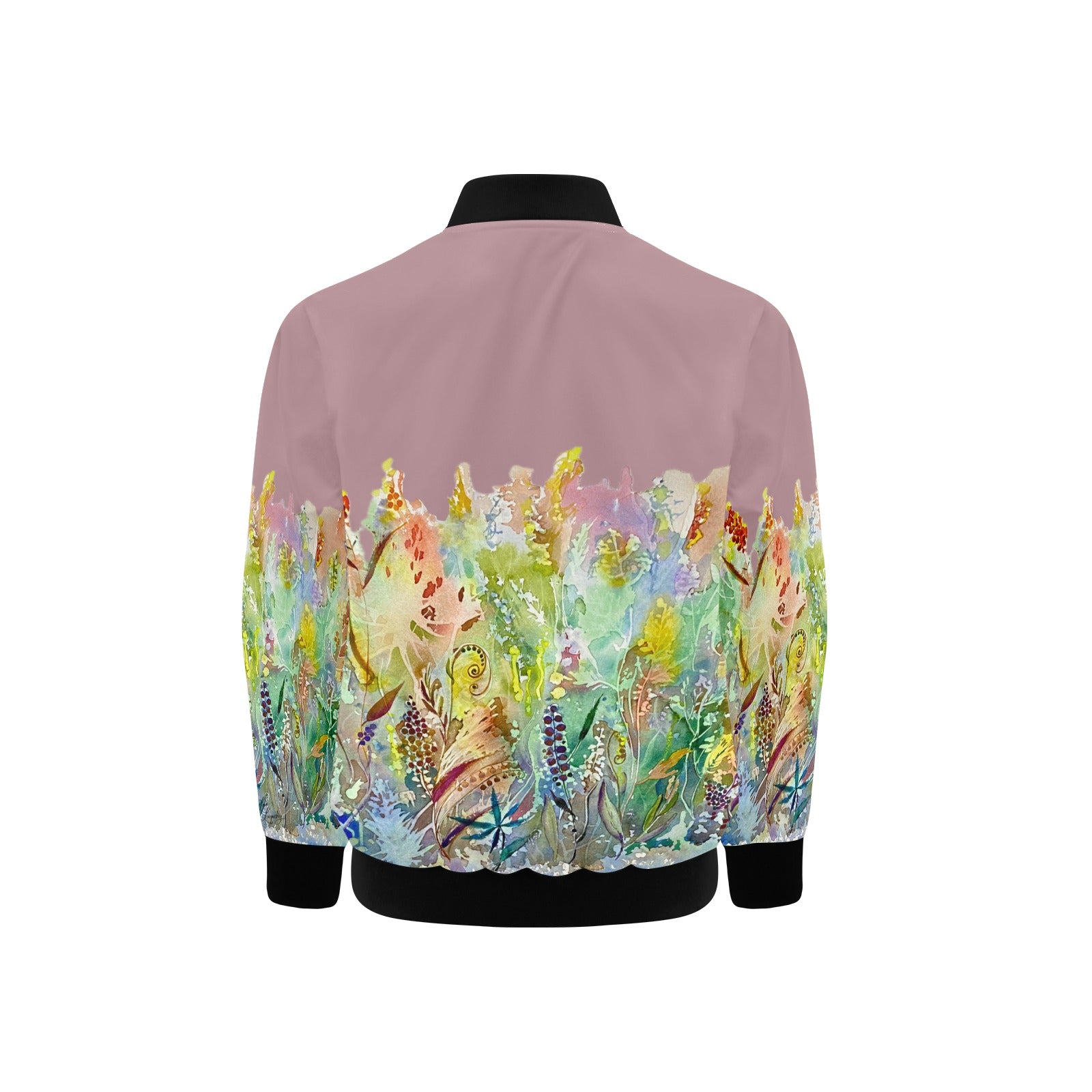Merry Lawn with Old Rose Kids' Bomber Jacket with Pockets (Model H40)