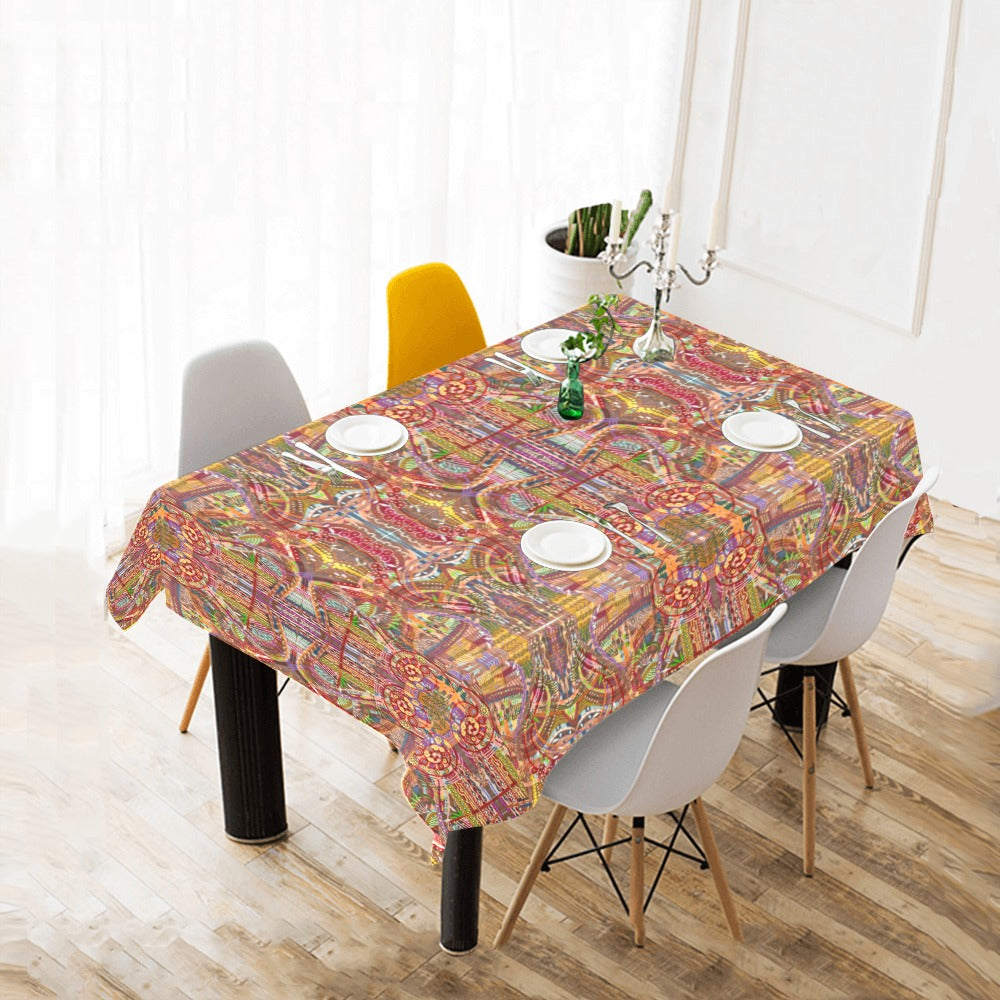 Brown Swirls Table Cloth Cotton Linen Tablecloth 52x70 by LanaArtSweden, featuring a seamless, full-color photo collage design.