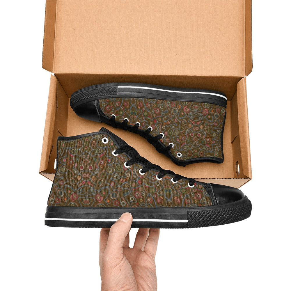 Fall Fireflies Mosaic Kids' High Top Canvas Shoes