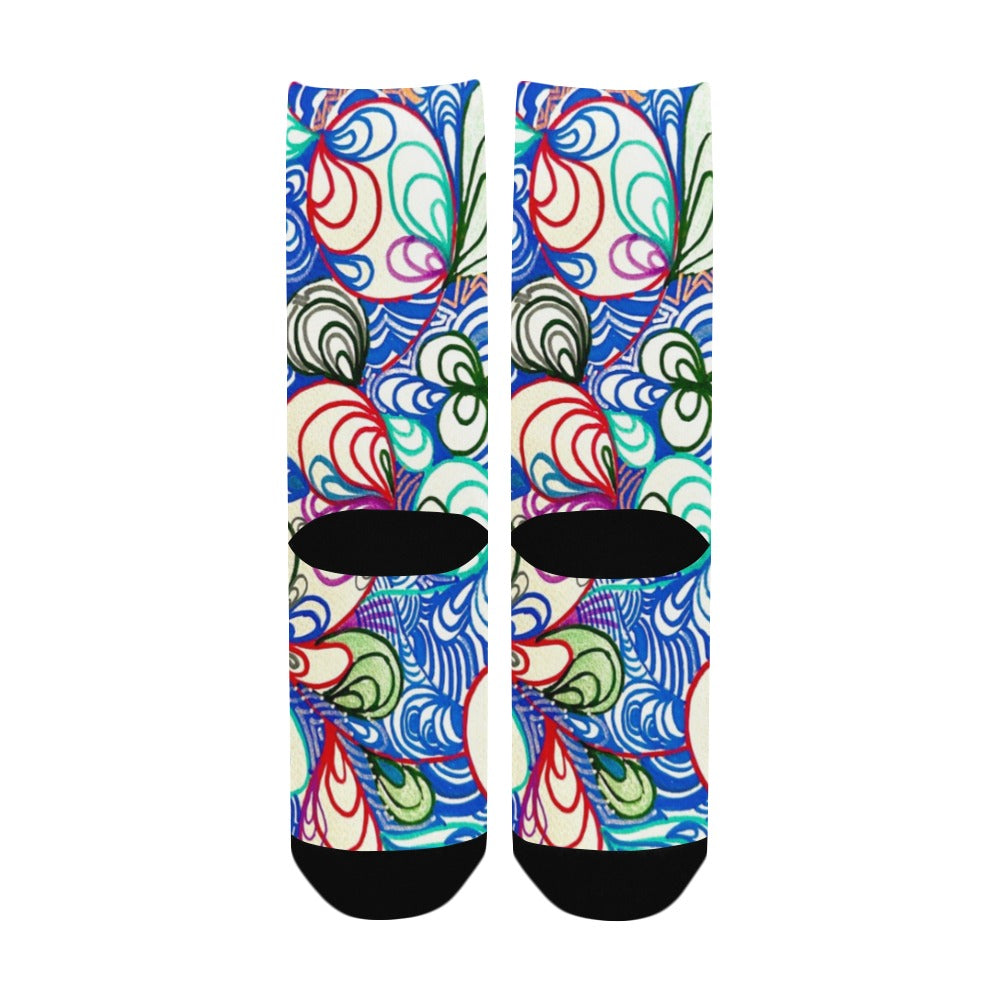Swirls in Blue Women's Custom Socks