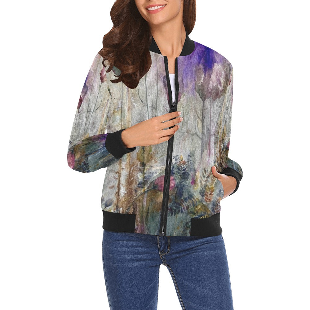 Mystic Tulips All Over Print Bomber Jacket for Women