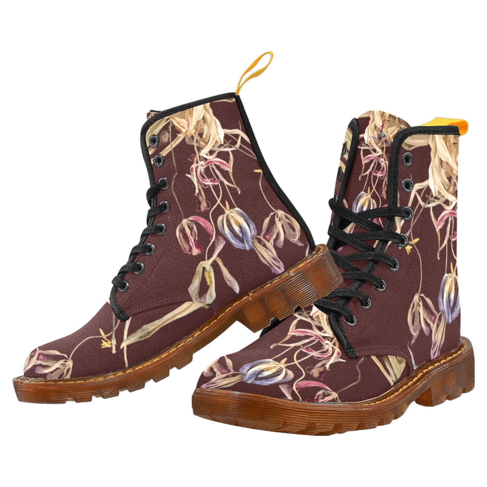 Tulip Universe Chocolate Custom Canvas Boots For Women Model 1203H