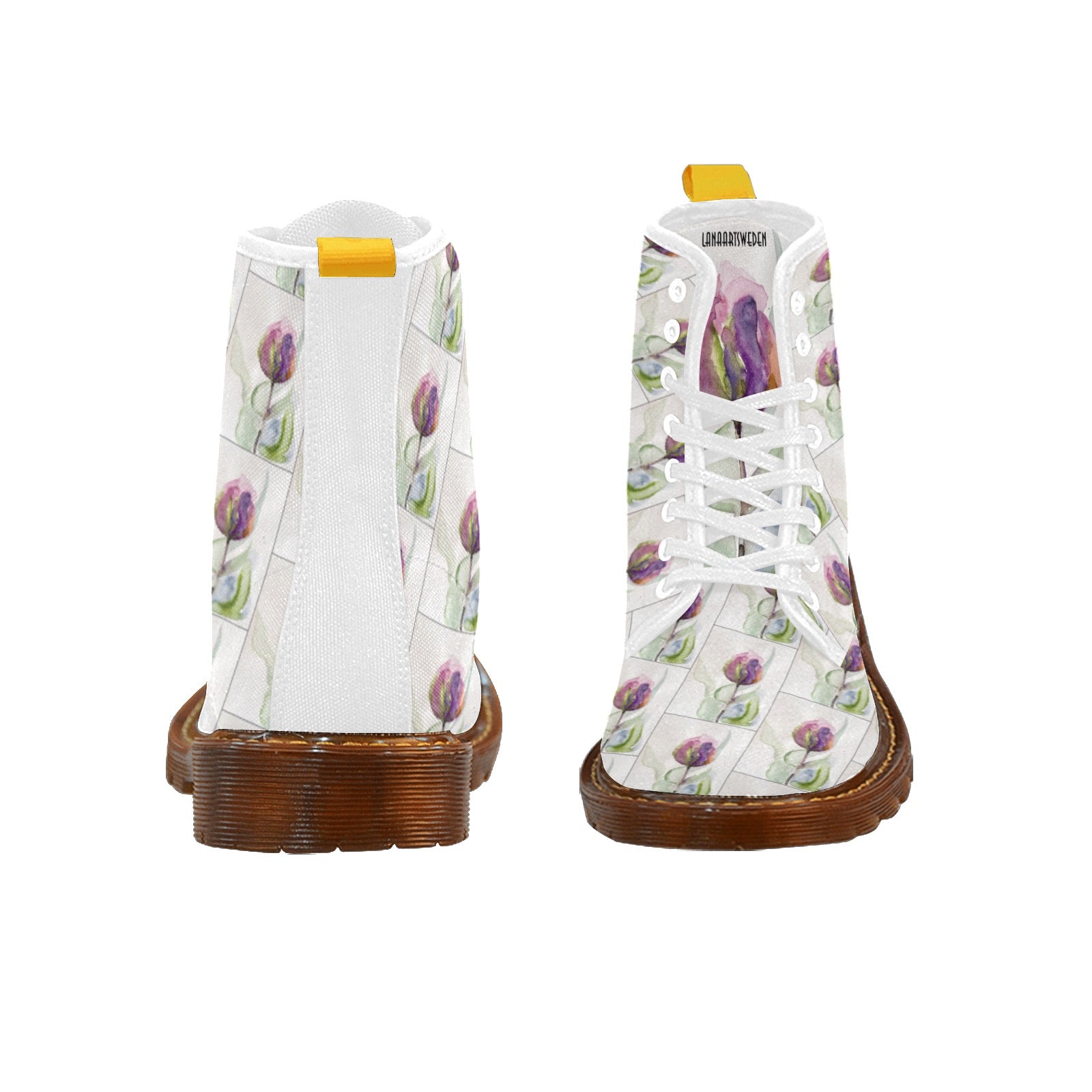 Tulip Pattern Custom Canvas Boots For Women Model 1203H