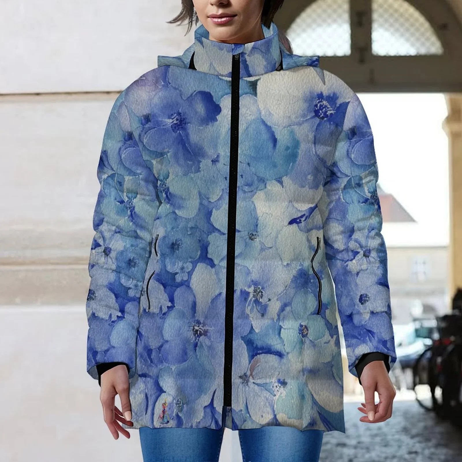 Blue Field Women's Hooded Puffer Coat