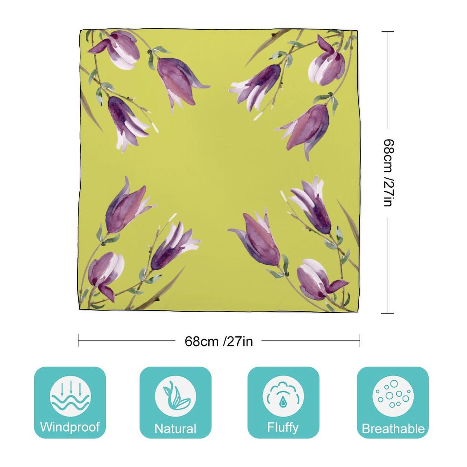 LanaArtSweden Artwork Scarf, 27"x27", 70x70 cm