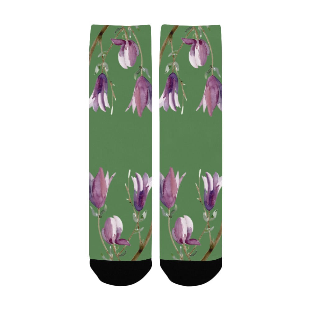 Magnolia Wild Wasabi Women's Custom Socks