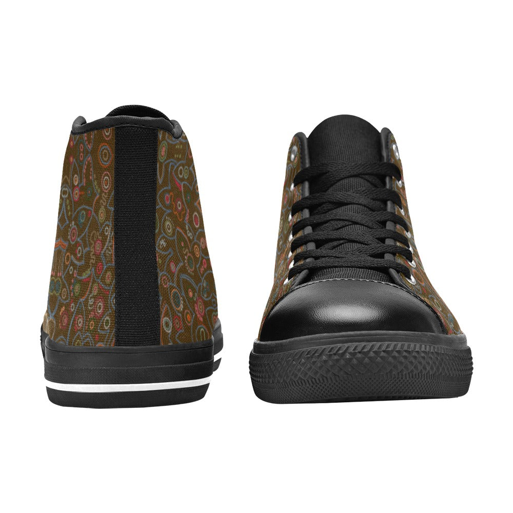 Fall Fireflies Mosaic Kids' High Top Canvas Shoes