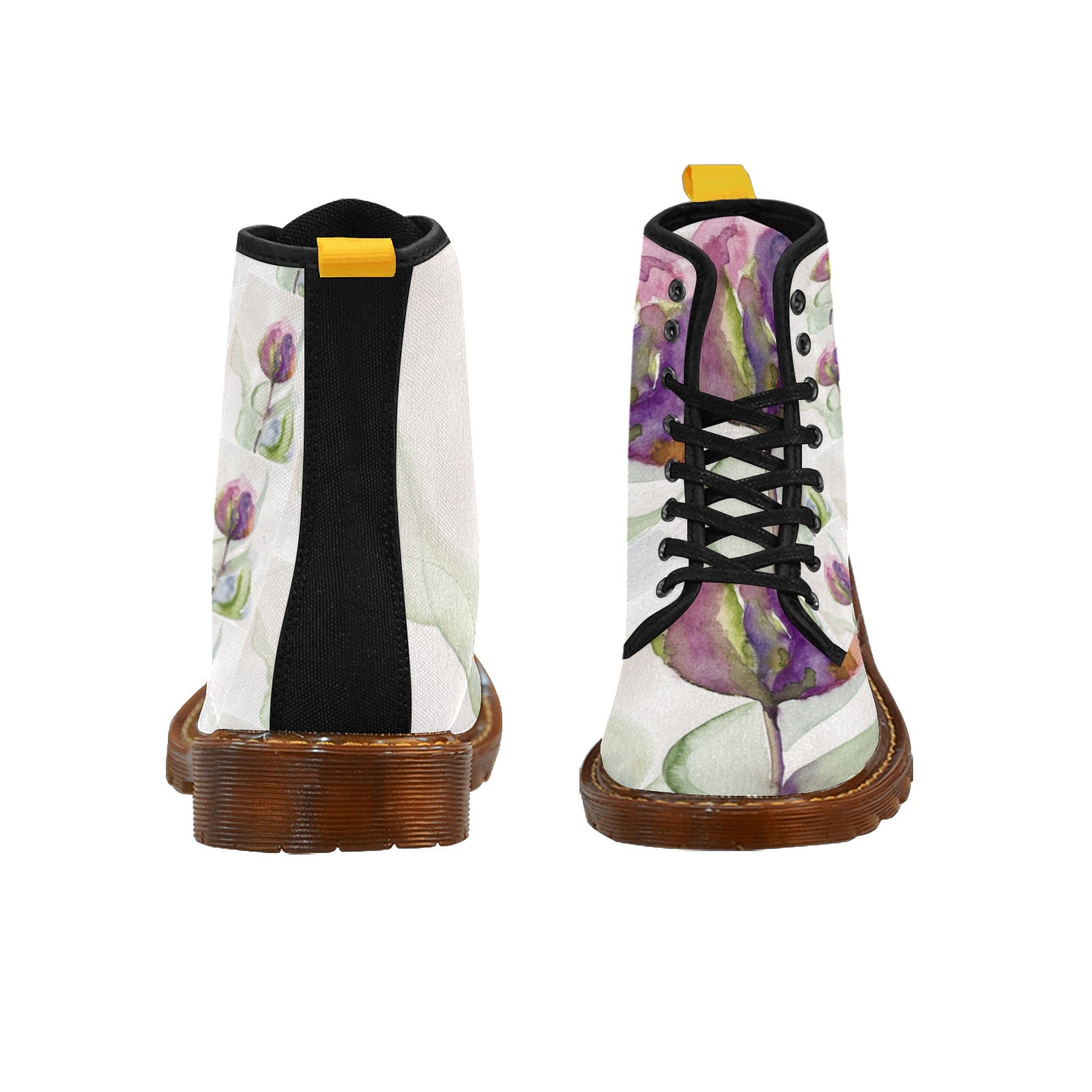 Tulip Pattern Custom Canvas Boots For Women Model 1203H