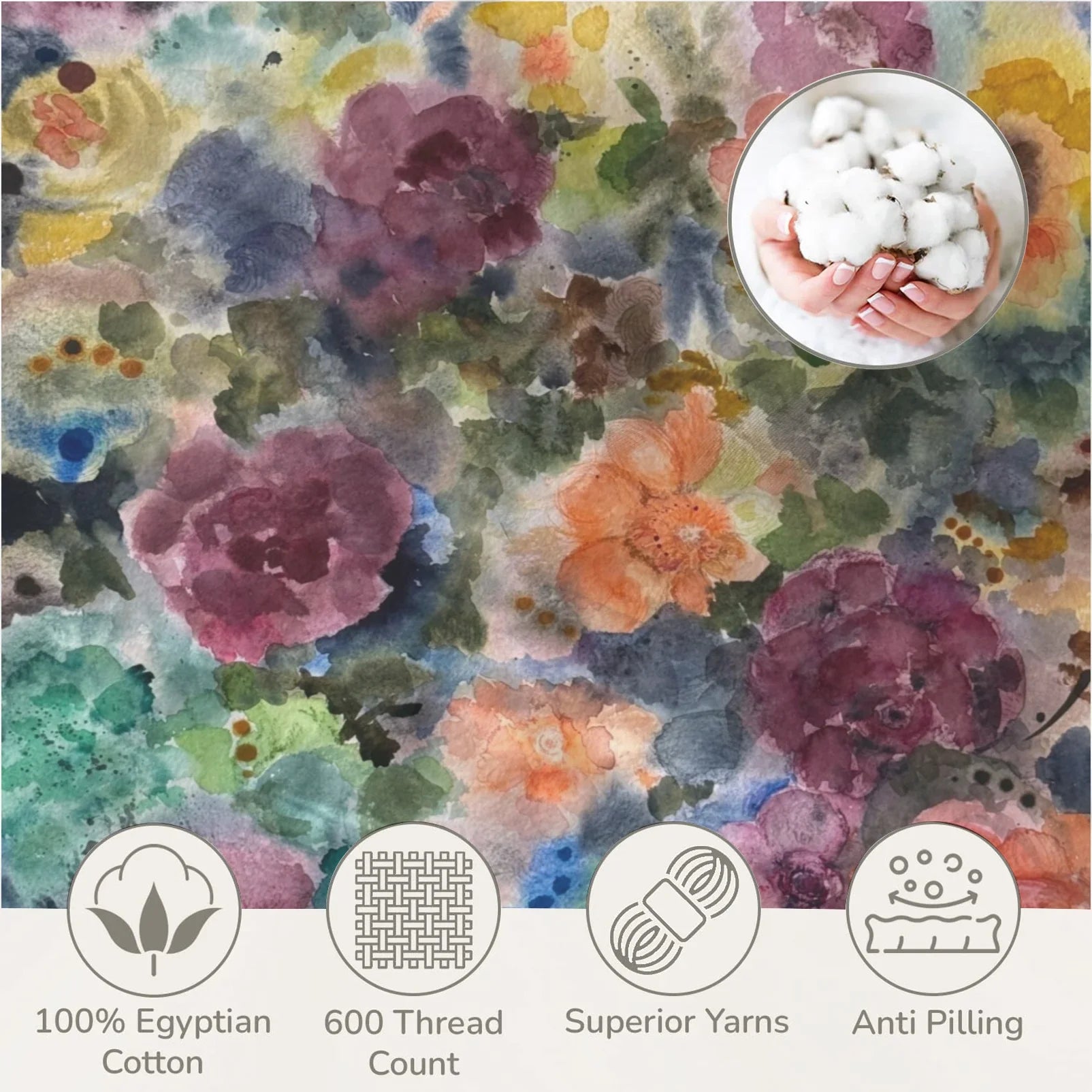 Midnight Botanica 3-Piece Bedding Set 94x104inch