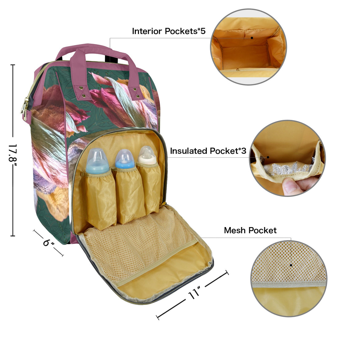 Red Tulip Twist Multi-Function Travel Diaper Bag-Large