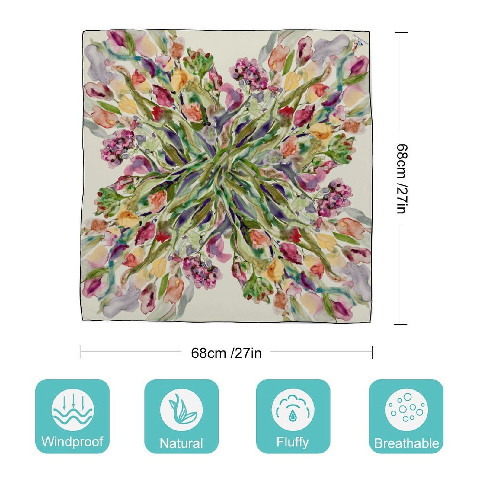 LanaArtSweden Artwork Scarf, 27"x27", 70x70 cm