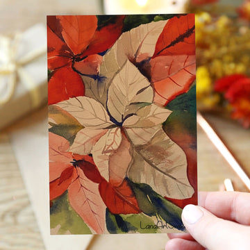 Poinsettia Christmas card Greeting Card 4"x6"