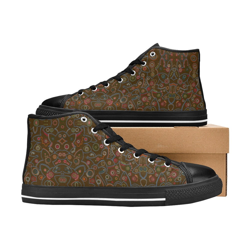 Fall Fireflies Mosaic Kids' High Top Canvas Shoes
