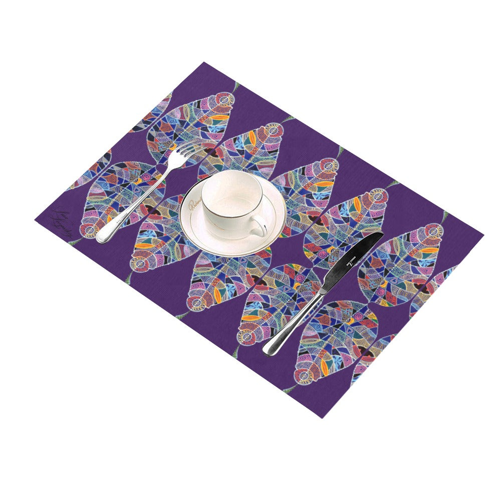 Fantasy Leaf Purple Large Placemat 14’’ x 19’’ (Set of 4)