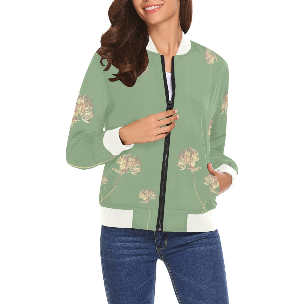 Single Tulip Sage Bomber Jacket for Women