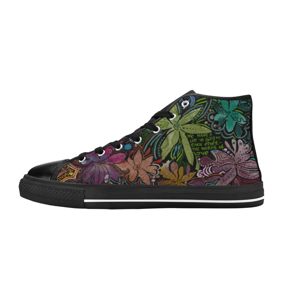 Love Victorious Noir High Top Canvas Shoes for Kids