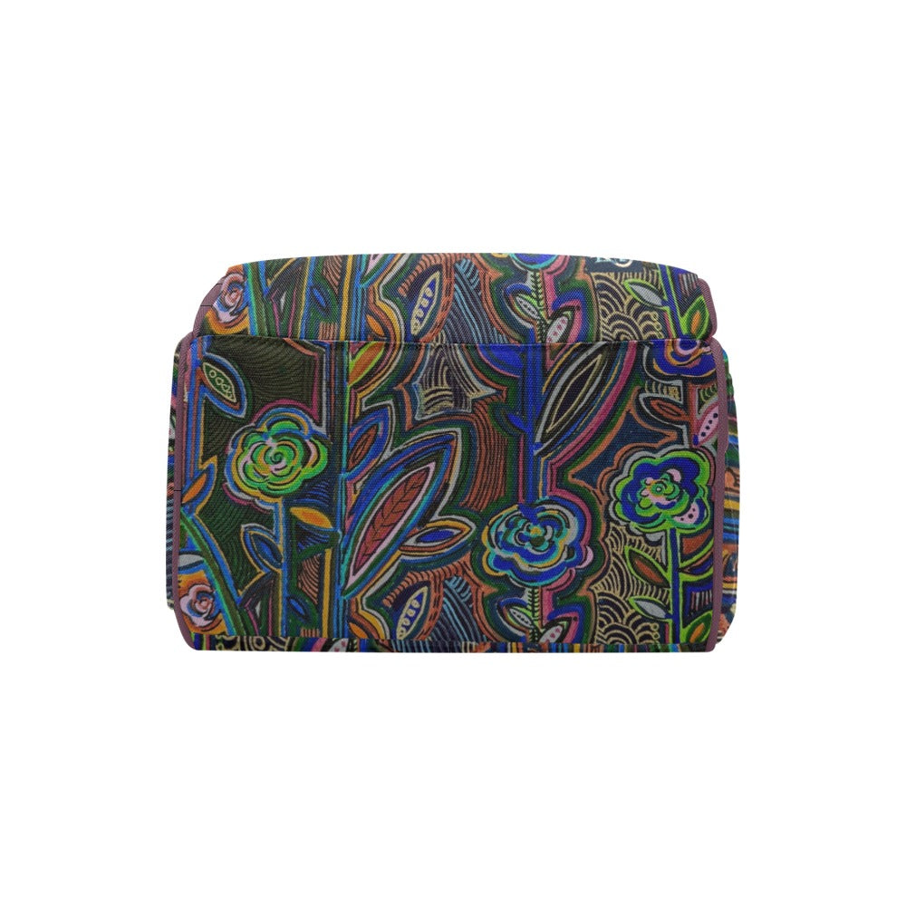 Fabled Flowers Mauve Wine Multi-Function Backpack
