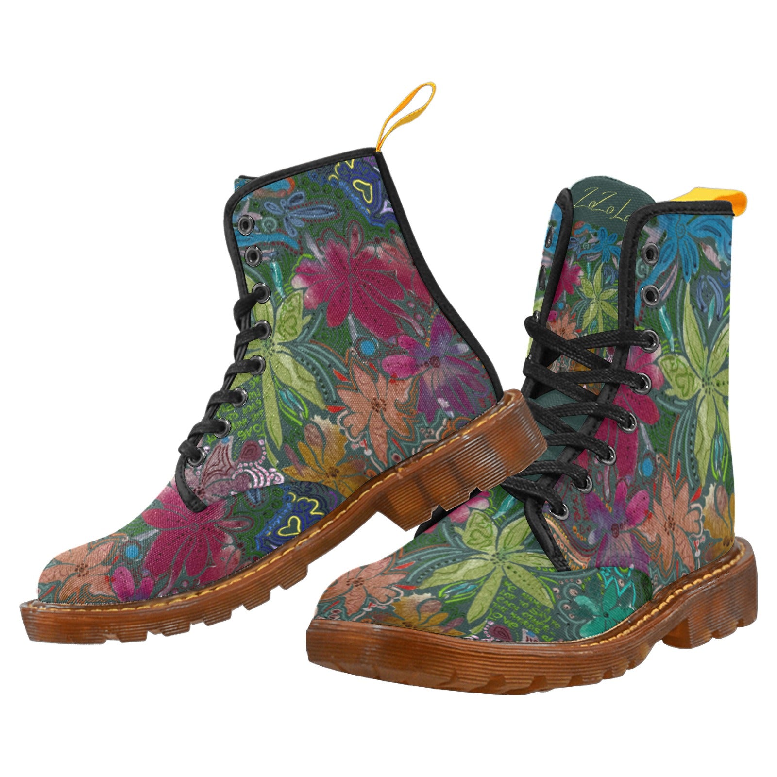 Love Victorious Vert Nylon Canvas Boots For Women Model 1203H