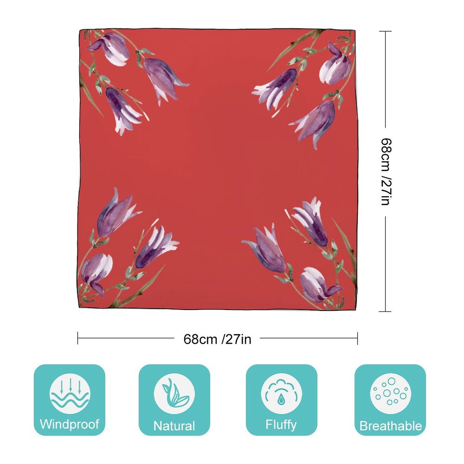 LanaArtSweden Artwork Scarf, 27"x27", 70x70 cm