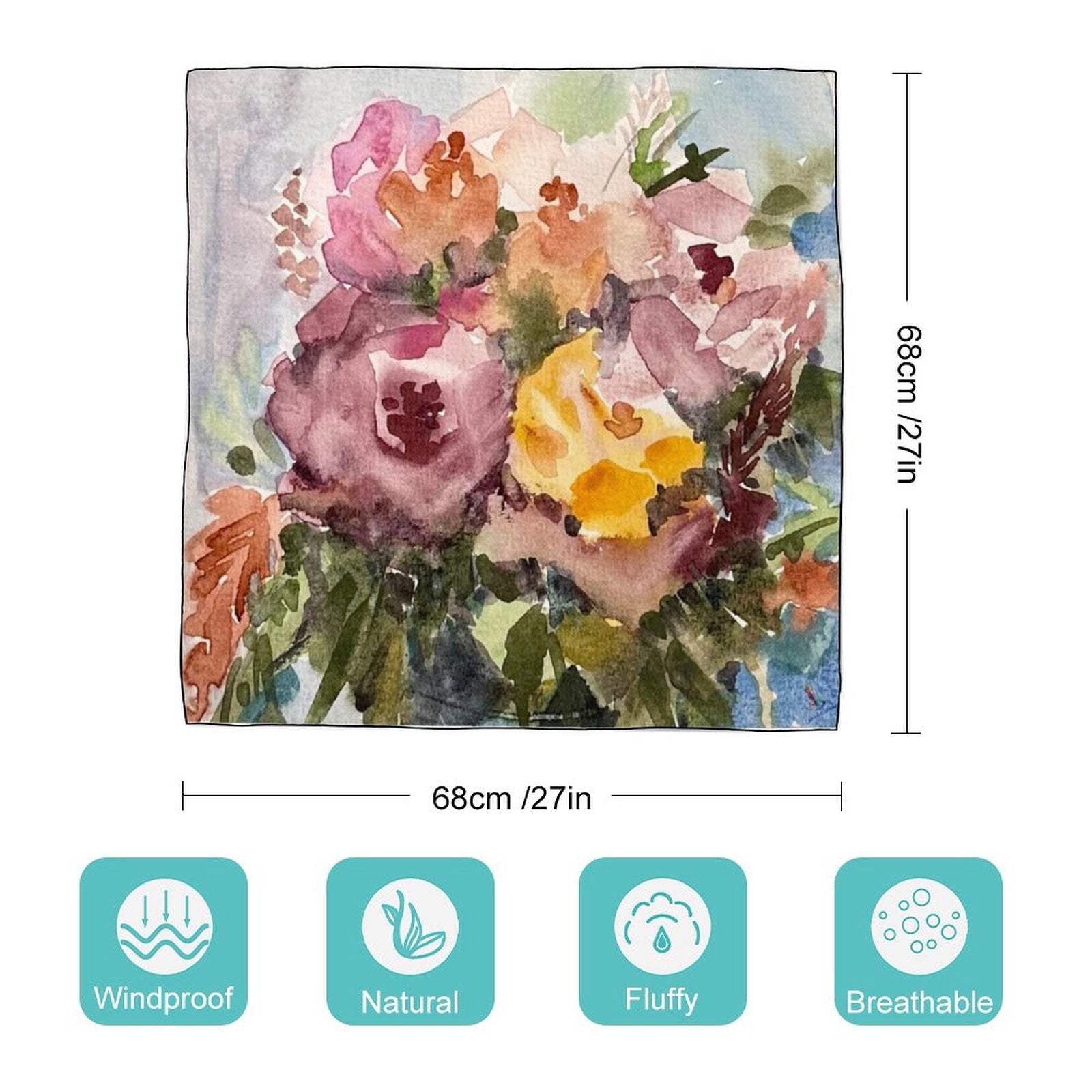 LanaArtSweden Artwork Scarf, 27"x27", 70x70 cm