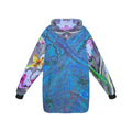 Blue Ice with Lined Tulips Blanket Hoodie for Women by LanaArtSweden, featuring lightweight fleece material and artistic tulip design.