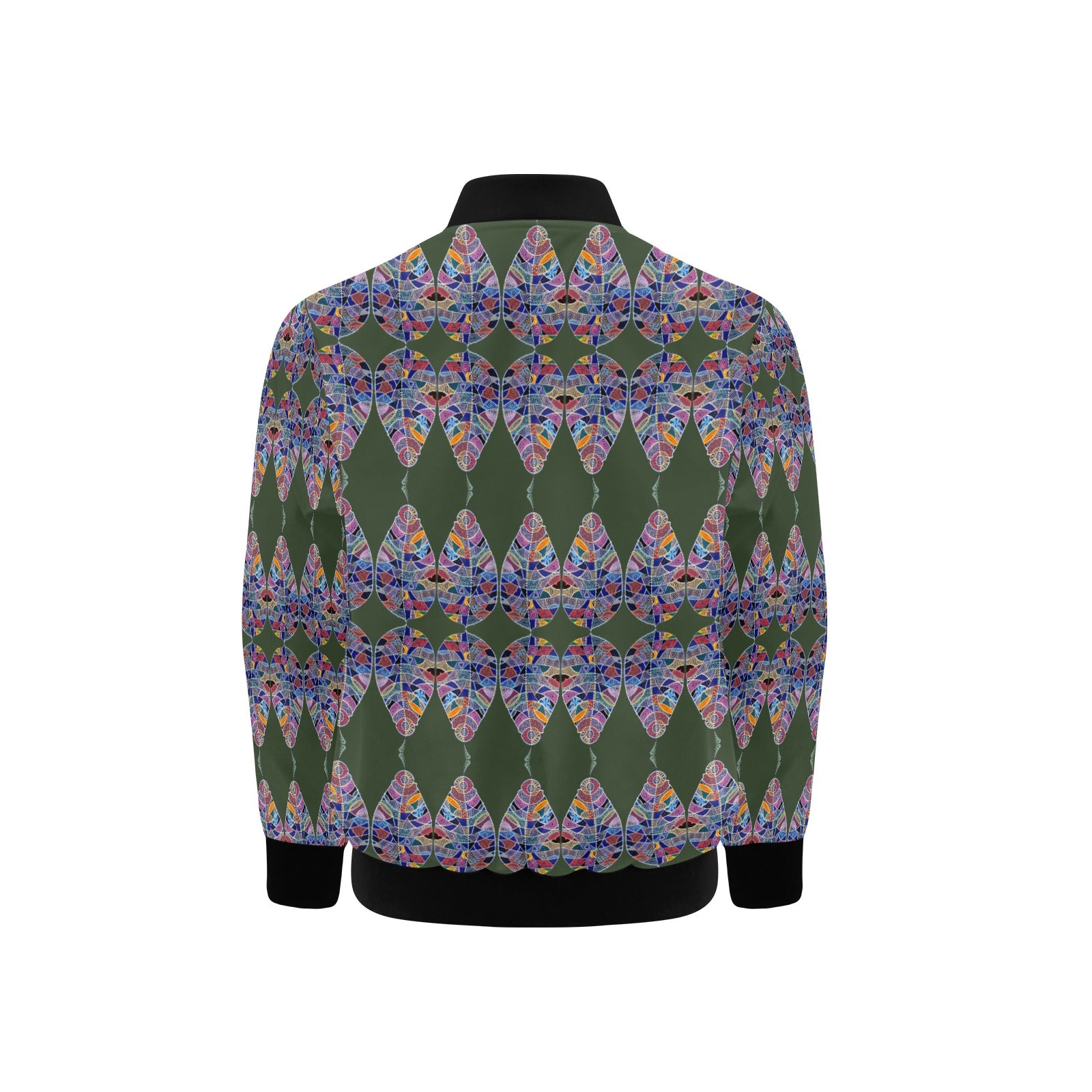 Fantasy Leaf Green Kids' Bomber Jacket with Pockets (Model H40)