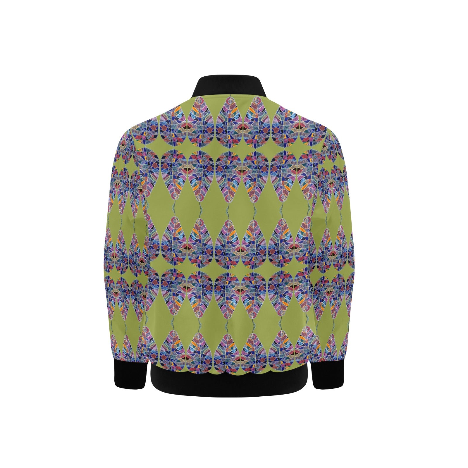 Fantasy Leaf Young Green Kids' Bomber Jacket with Pockets (Model H40)