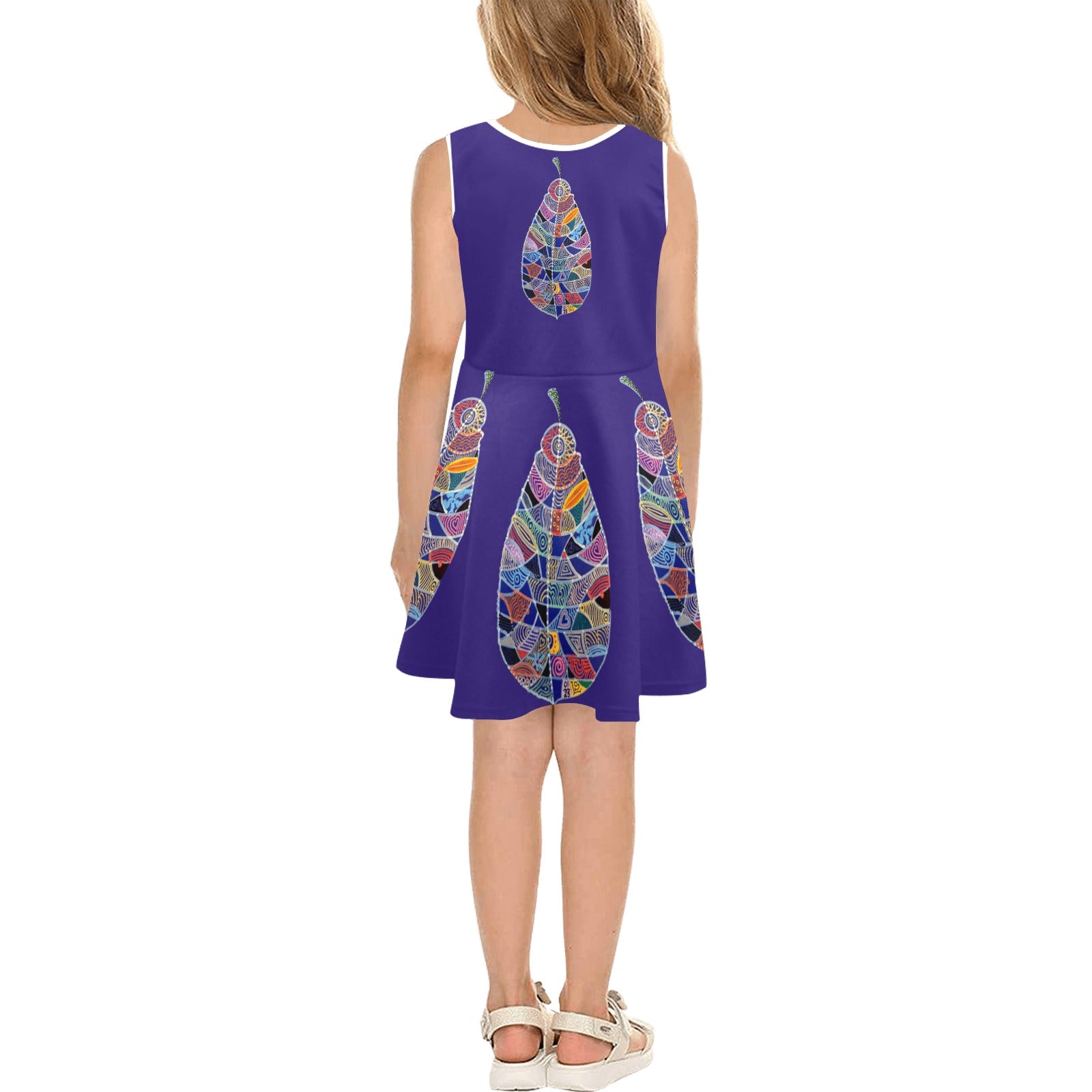 Fantasy Leaf Purple Girls' Sleeveless Sundress