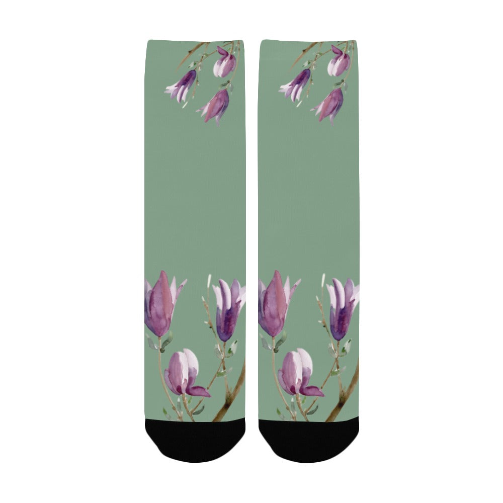 Magnolia Sage Lime Women's Custom Socks