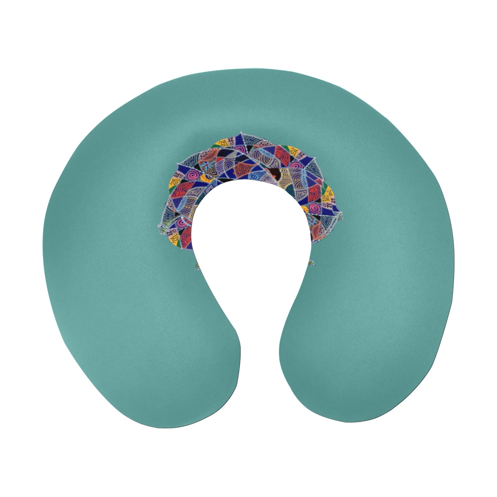 Fantasy Leaf Teal U-Shape Travel Pillow