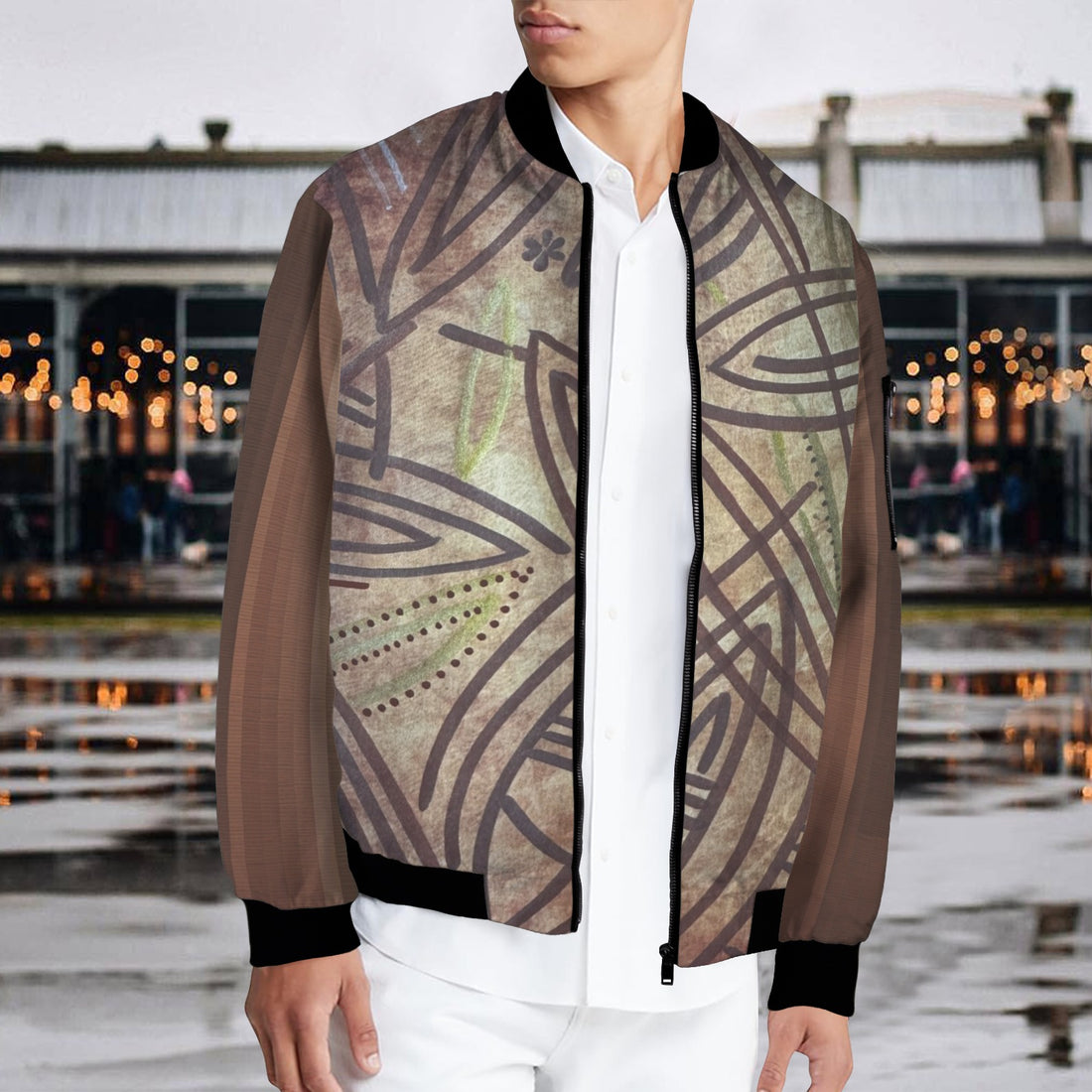 Brown Sophisticated Elegance Bomber Jacket