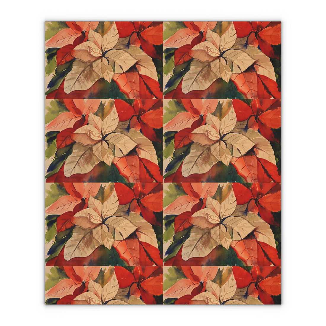 Poinsettia Original Artwork Gift Wrapping Paper Sheets, 1pc