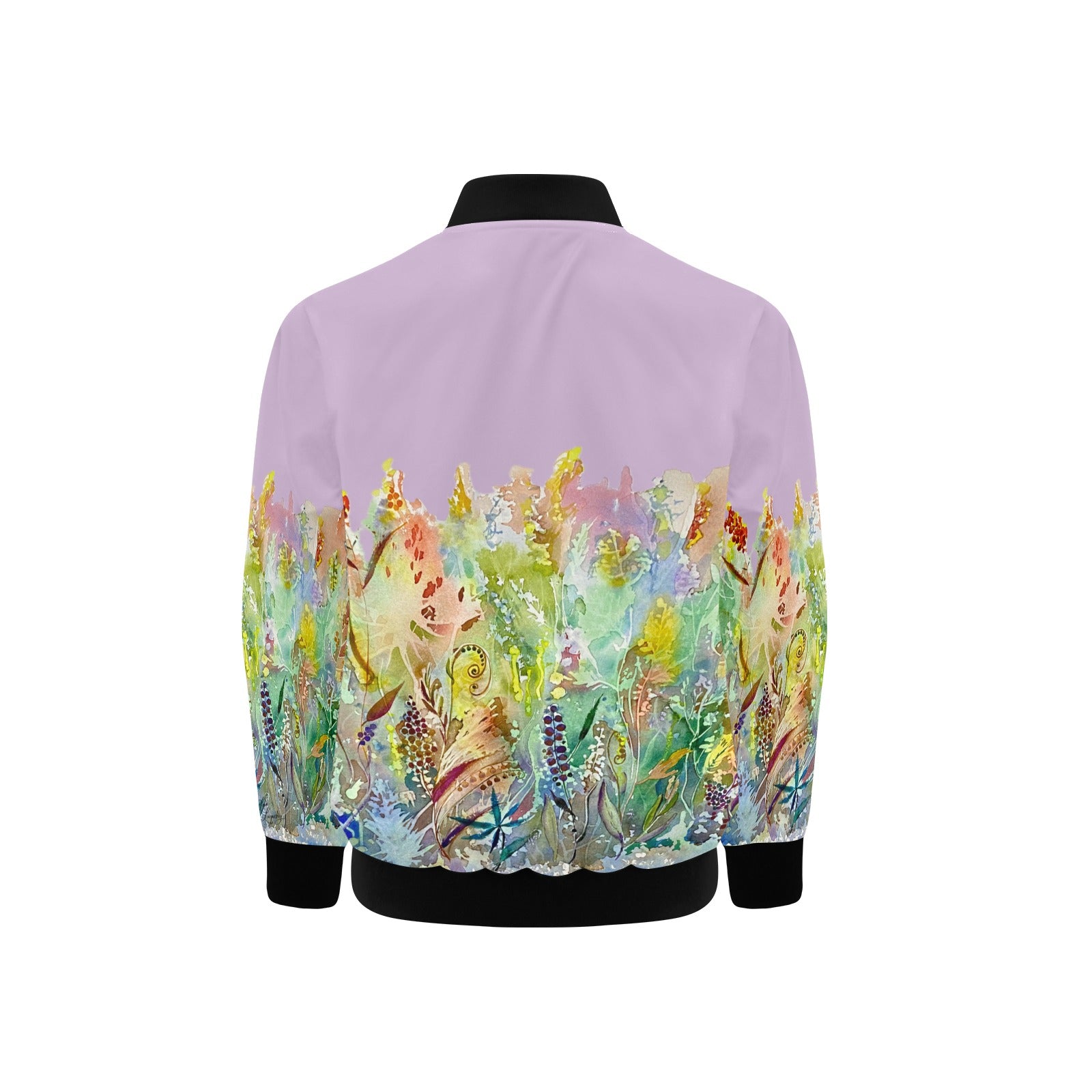 Merry Lawn Lilac Kids' Bomber Jacket with Pockets (Model H40)