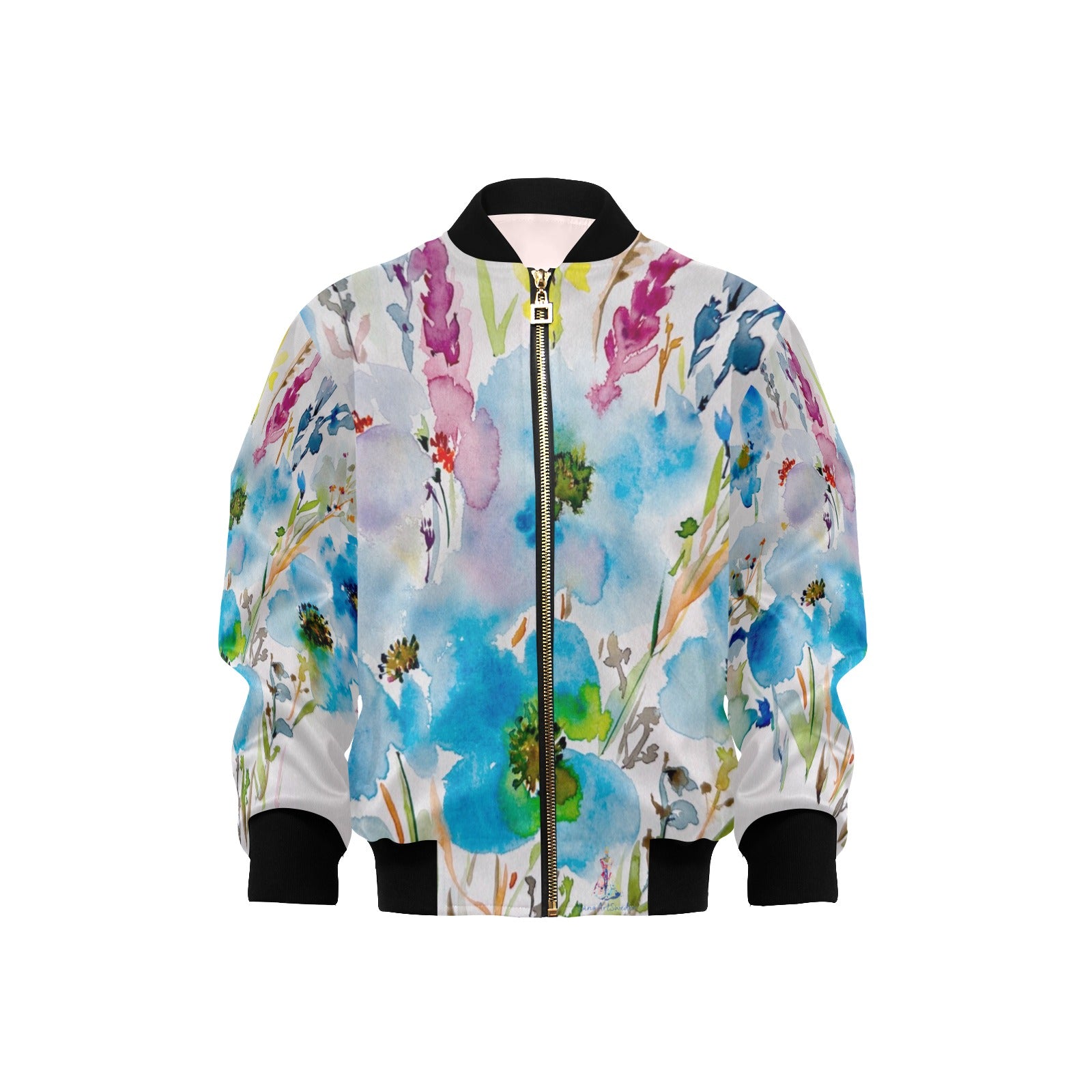 Blue Hibiscus 1 Kids' Bomber Jacket with Pockets (Model H40)